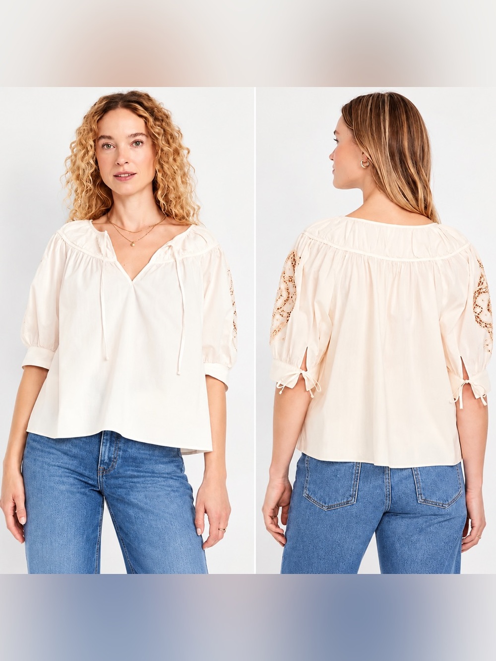 NWT Old Navy XL Split-Neck Eyelet-Sleeve Top